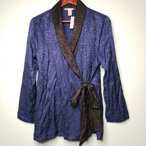 Victorias Secret Satin Short Robe Silky Kimono Animal Print Womens Sz XS Small